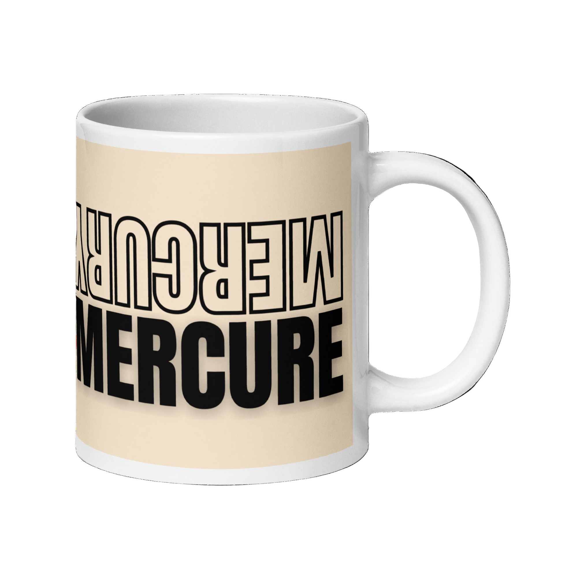 White glossy mug MERCURY MERCURE