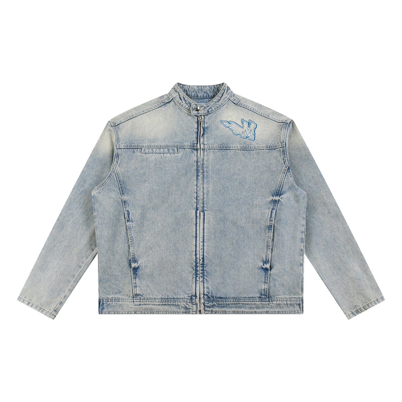 Vintage Wash Zip Denim Jacket ODMPOD