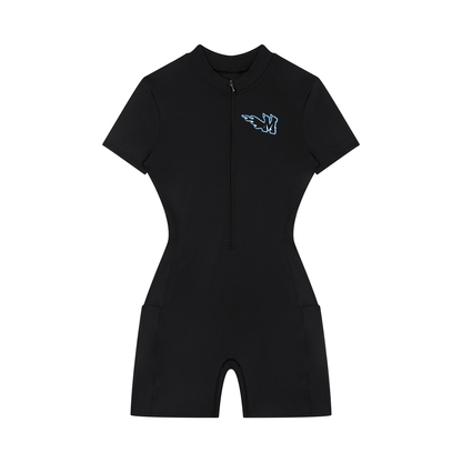 Women's Quarter-Zip Short Sleeve Romper ODMPOD