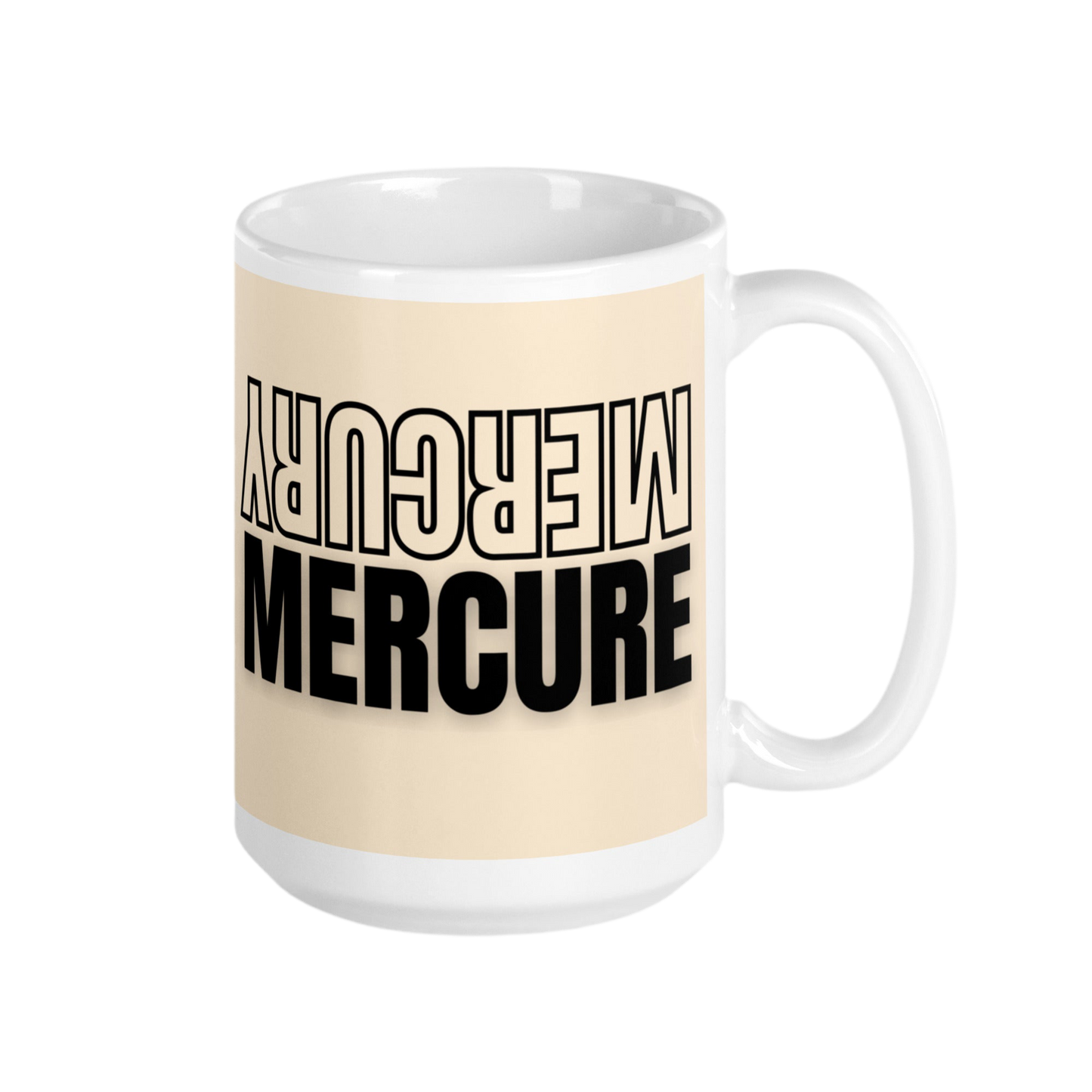 White glossy mug MERCURY MERCURE
