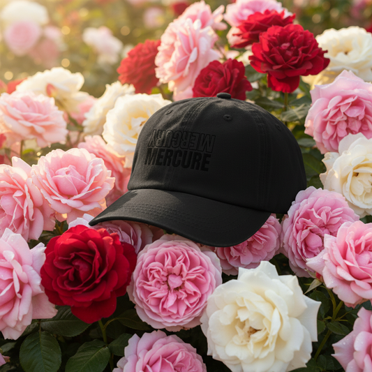 MERCURE BLK on BLK Dad Hat – Rose Garden